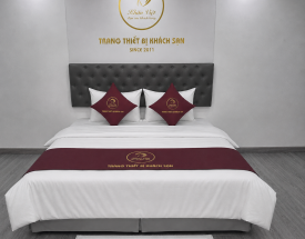 BỘ TRANG TRÍ GIƯỜNG KHÁCH SẠN ĐƠN MÀU KV059